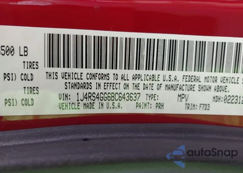 2011 Jeep Grand Cherokee Laredo from USA, damaged, VIN 1J4RS4GG6BC643637